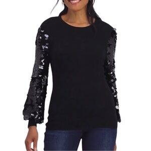 I.N.C. International Concepts Paillette-Sleeve Sweater - Black - Size M